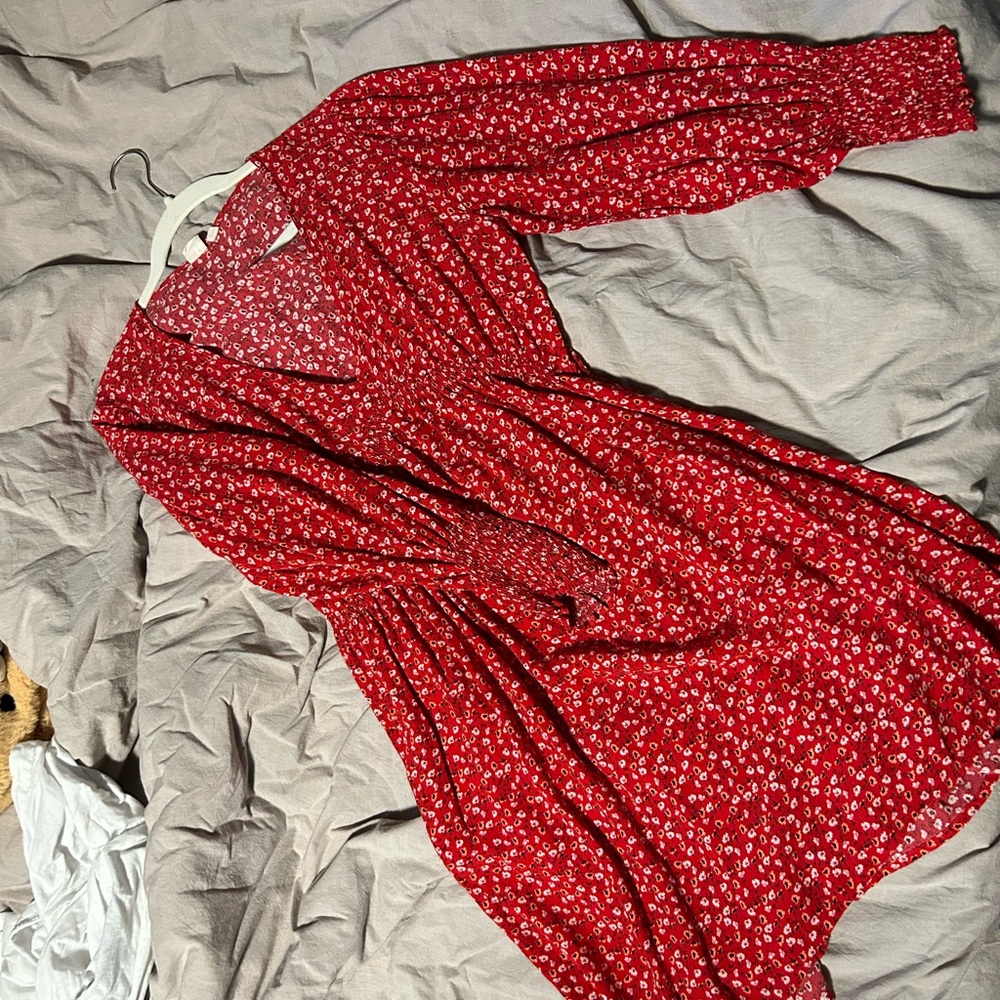 Red Floral Loose Fitting GAP Dress